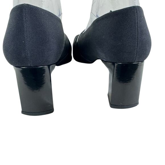 Stuart Weitzman Vintage Black Square Toe Block Heel Buckle Shoes Size 8B - Picture 4 of 8